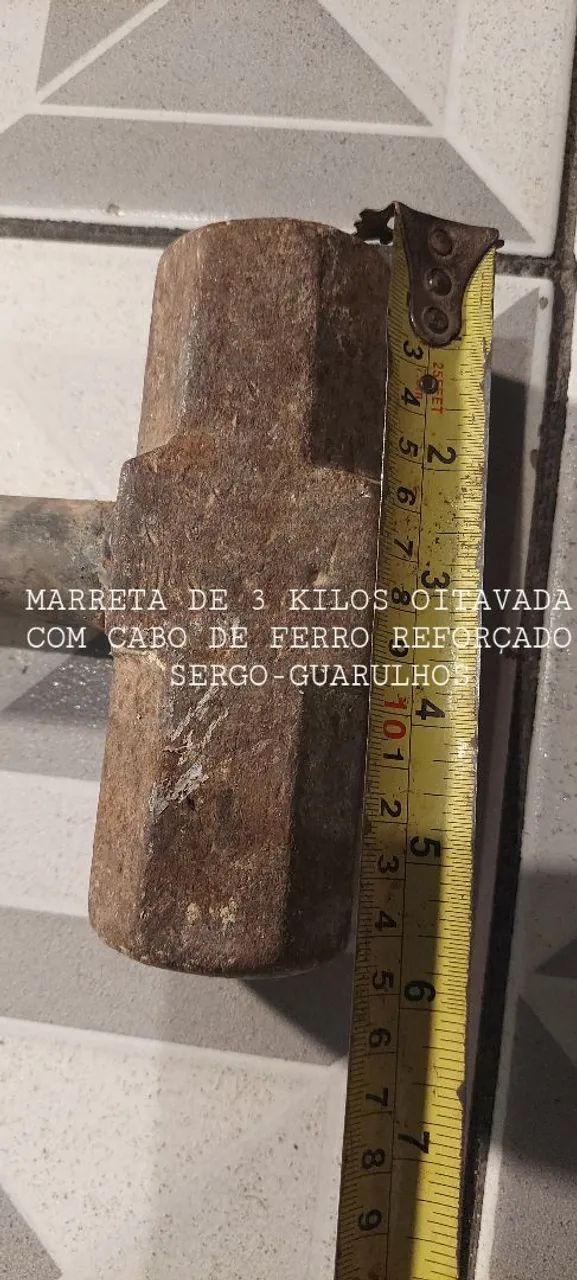 Marreta de 3 kilos oitavada com cabo