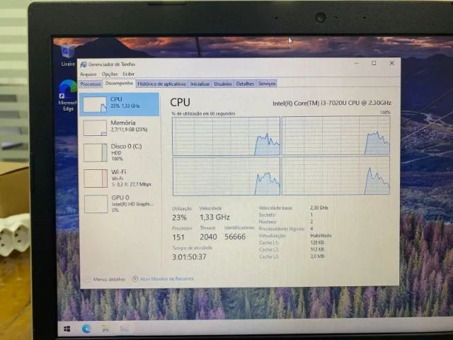 Notebook Lenovo Core i3-7020U 12GB RAM - Rápido e conservado - Foto 2