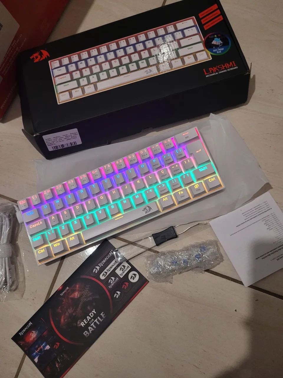 Redragon Lakshmi White Keyboard with Blue Switches