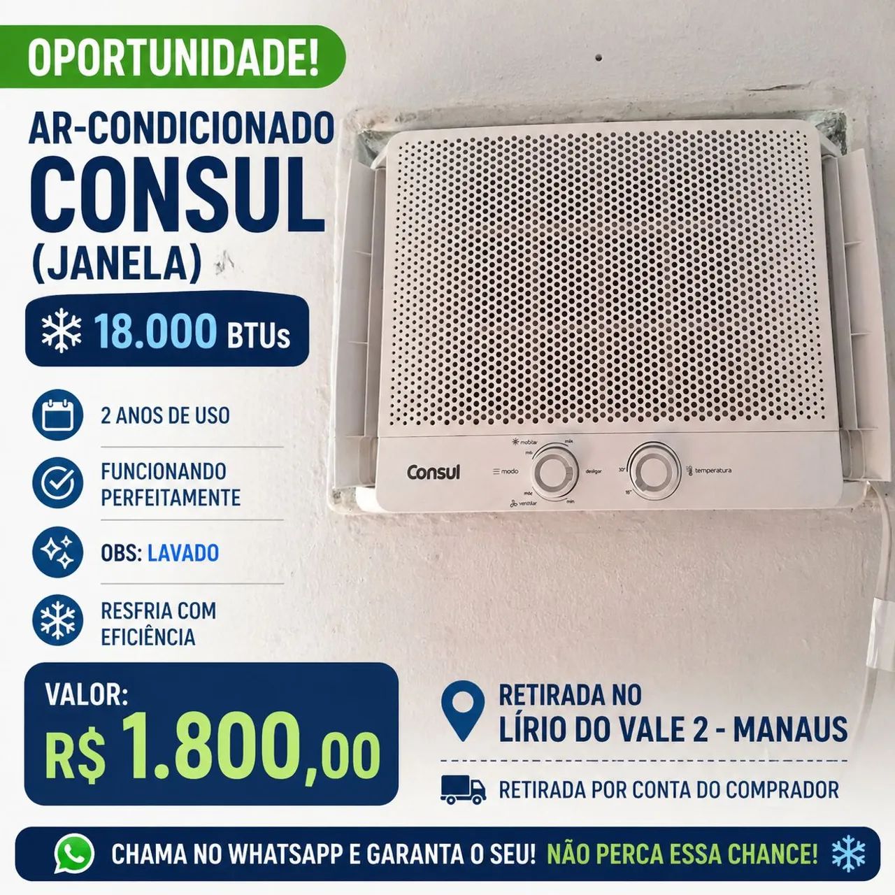 Ar condicionado Consul 18 mil BTUS