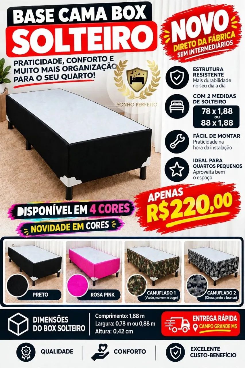 Base Box Solteiro NOVO ENTREGO 