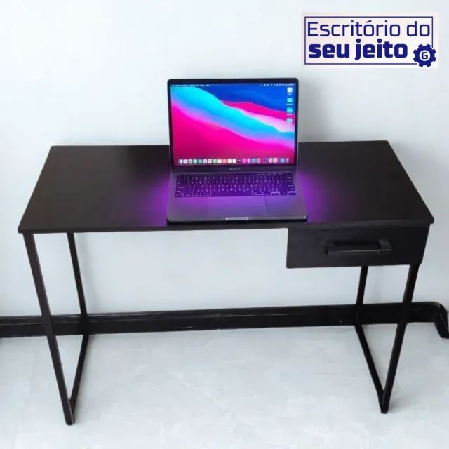 Escrivaninha Industrial com Gaveta 1,1M Multiuso para Computador Notebook de Escritório - Foto 2