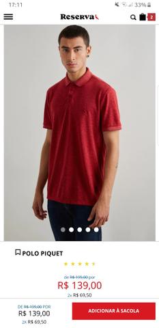 Camisa Polo Reserva (Tam. GG, mas serve G) (Modelagem Slim) - Foto 3
