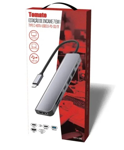 Hub Docking Station 7x1 Adaptador Type C X Cartao SD, Usb-C 3.1 e Hdmi 4k - Foto 5