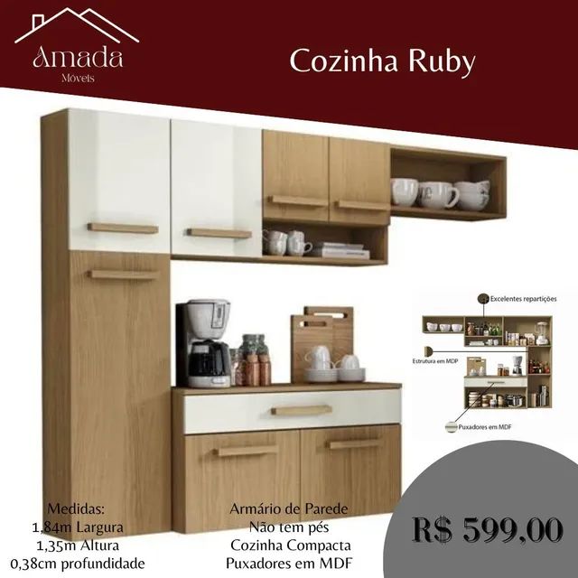 Armário de cozinha Ruby apenas 599,00 , Entrega  em 3 dias 