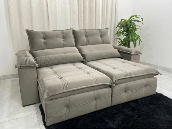 Sofá Retrátil Reclinável Barra Bonita 2.30m - Receba Hoje - Maio177