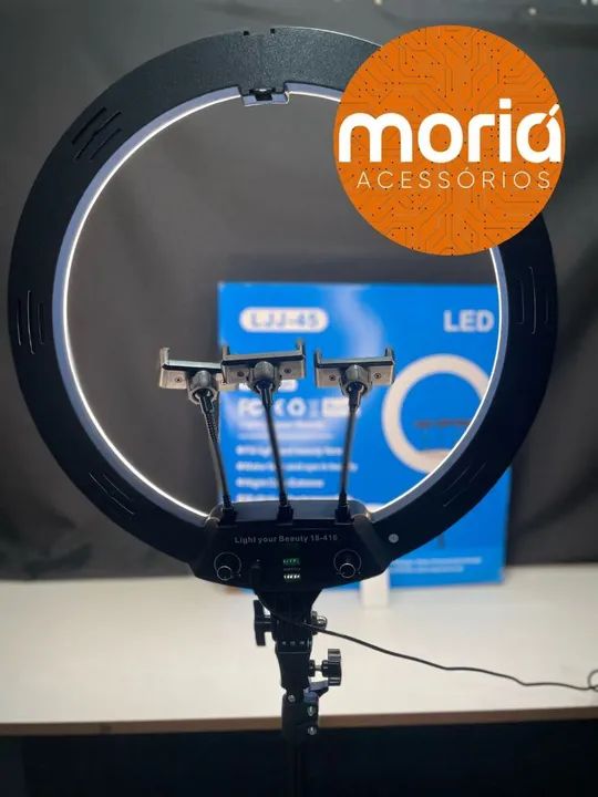 Iluminador Led Ring Light Grande 46cm 18 Polegadas Tripé 2.1<br> - Foto 5