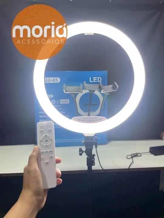 Iluminador Led Ring Light Grande 46cm 18 Polegadas Tripé 2.1<br> - Foto 4