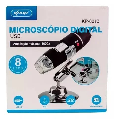 Microscopio usb 1000x kp-8012 knup 8leds