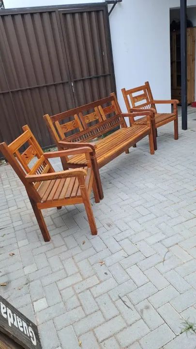 Conjunto de Bancos madeira de lei mista 