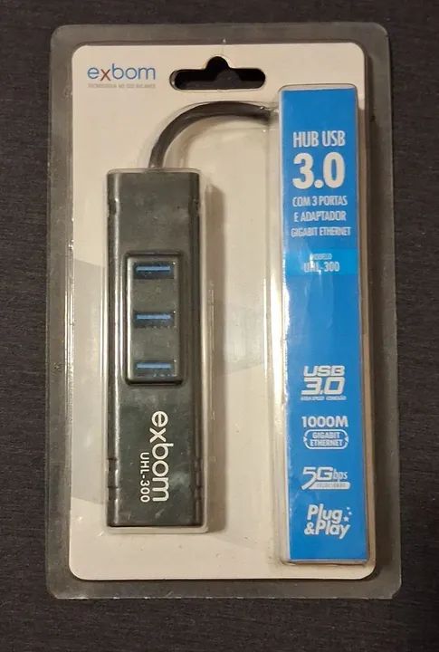 Hub Adaptadora Usb 3.0 Uhl-300 C/ Entrada Cabo De Rede Exbom64374418042241120