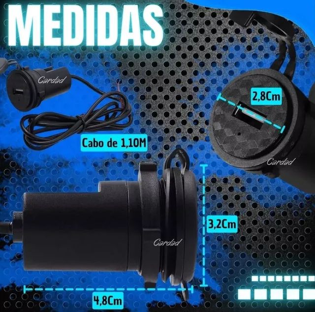 Tomada USB para moto carregador de celular  - Foto 2
