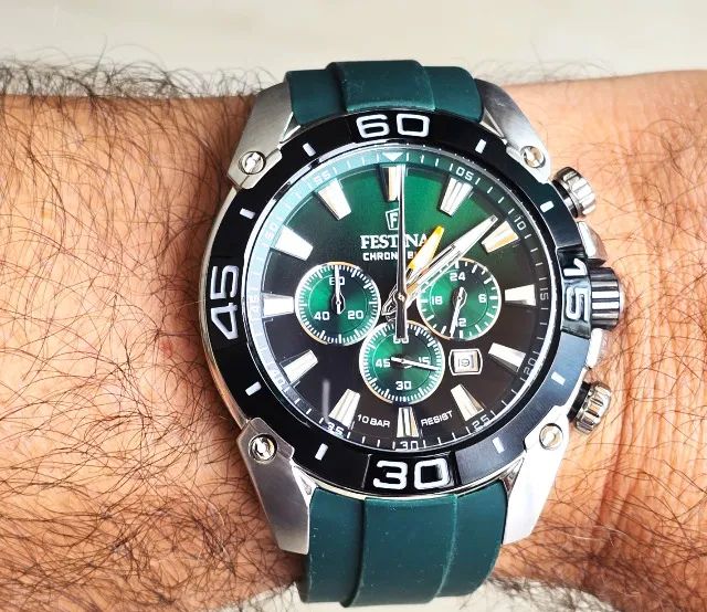 Relógio Festina Chrono Bike verde silicone verde super conservado