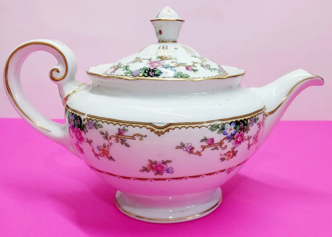 Bule De Chá Porcelana Thum Czechoslocakia Floral