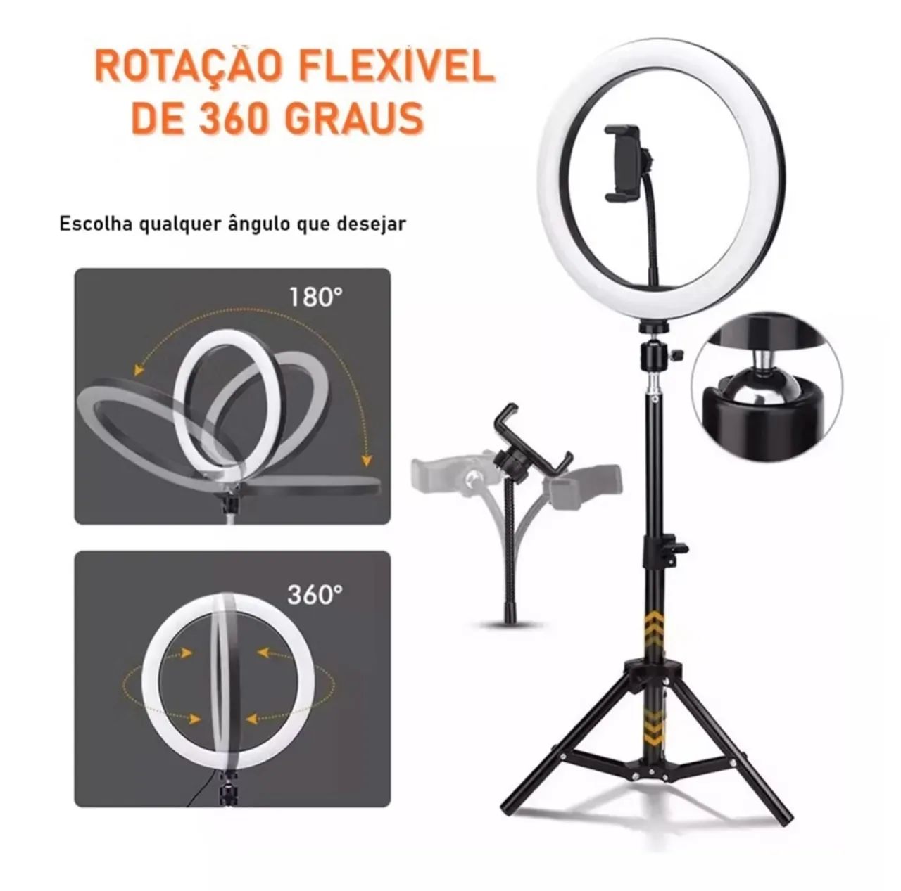 Kit ring light completo.fonte de energia.c remoto . tripé 2.1m.3 suporte para celular  - Foto 2