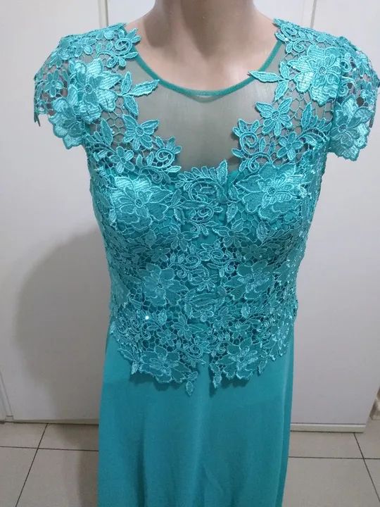 Vestido renda azul turquesa - Foto 4