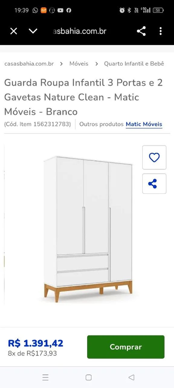 Guarda Roupa Infantil  Seminovos Matic Alt 2.05 x compr 1.32  x largura 44 cm