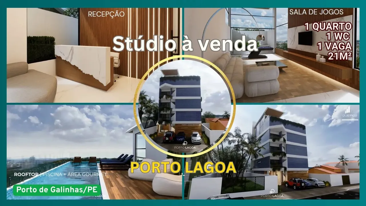 Studio à venda no Porto Lagoa em Porto de Galinhas - Ipojuca - PE 1 quarto 1 wc 1 vaga 21m