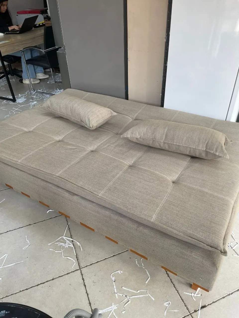 Sofá-Cama Casal 3 Lugares Nice Linho Avelã 186 cm