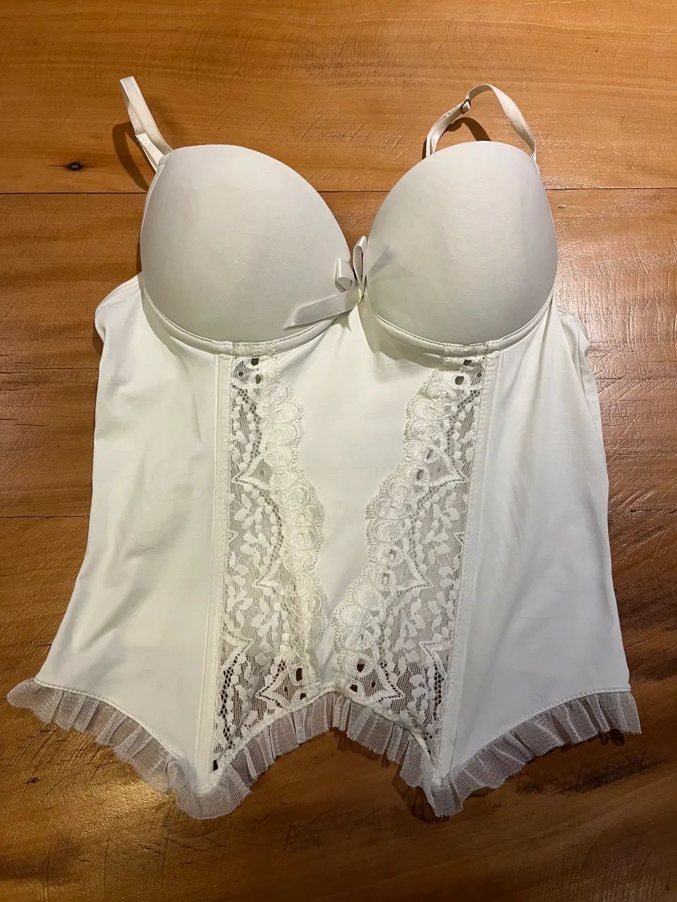 corset branco delicado rendado  - Foto 3