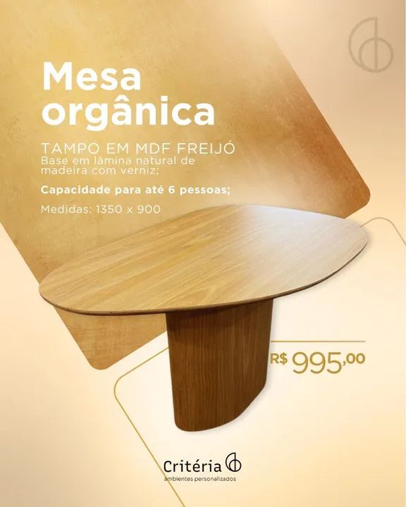 Mesa de jantar com tampo em MDF Freijó 