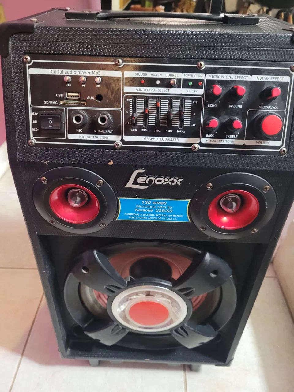 Caixa de Som Lenoxx 130W RMS com Bluetooth, Microfone e Karaoke - Foto 5