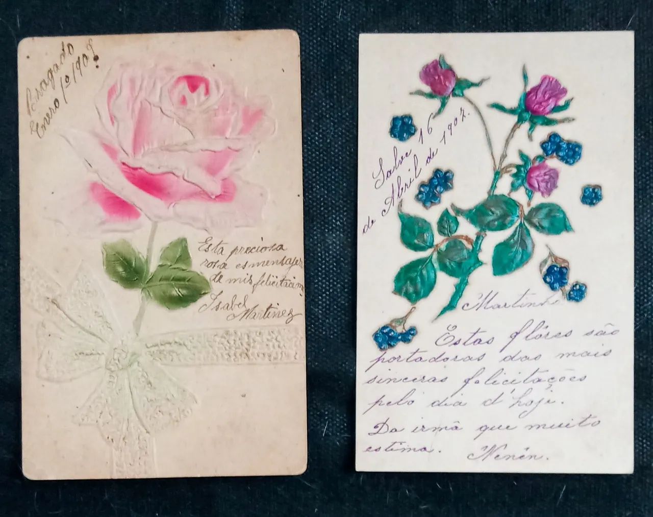 Coleção 10 Postais início do século xx Florais - Foto 3