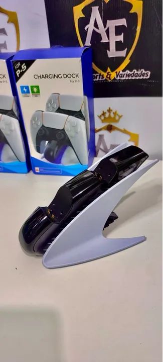 Base de Carregamento Dual para Controle PS5 com LED Azul - Foto 3
