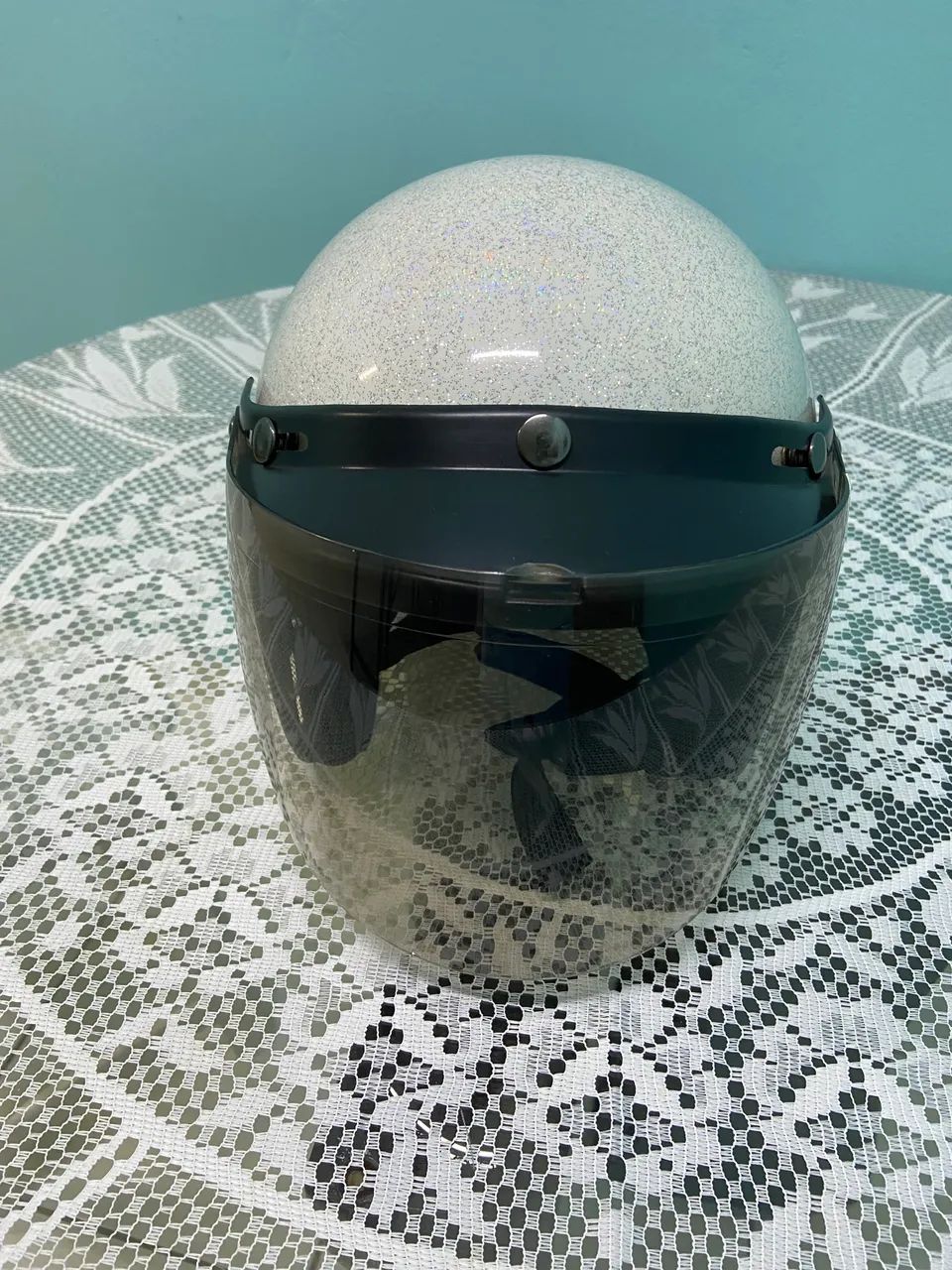 Capacete branco glitter - Foto 3