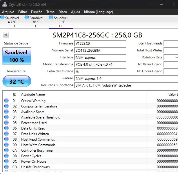 Disco Solido Interno Hd Ssd Nvme Adata 256gb M2 2280 Novo - Foto 2