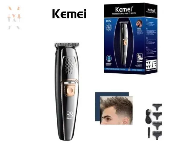 Máquina Kemei Cortar Cabelo Aparador Barba Lamina Durável - Foto 2
