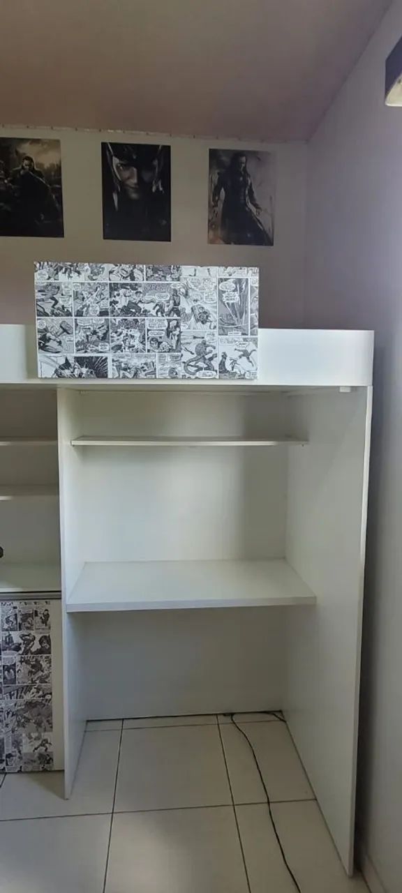 Cama Suspensa e Estante - Ideal para Quarto MDF  - Foto 2