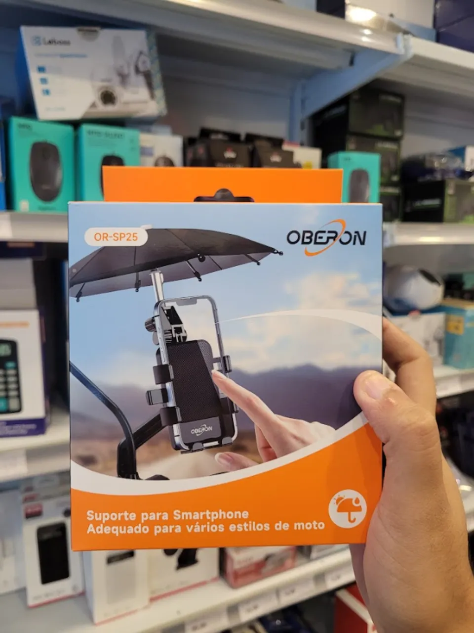 Suporte de Celular para Moto e Bicicleta com Proteção (Retrovisor) OR-SP25 - Oberon