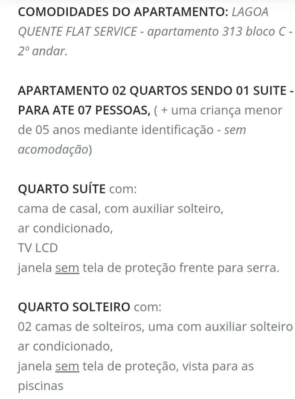 Aluguel de Temporada no Lagoa Quente Flat Service