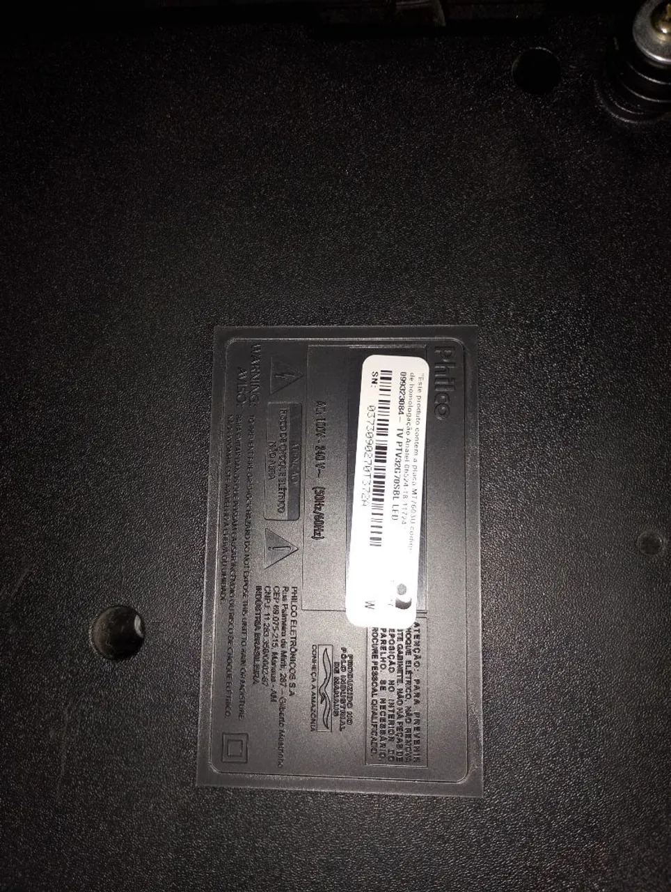 Etiqueta de identificação TV Philco