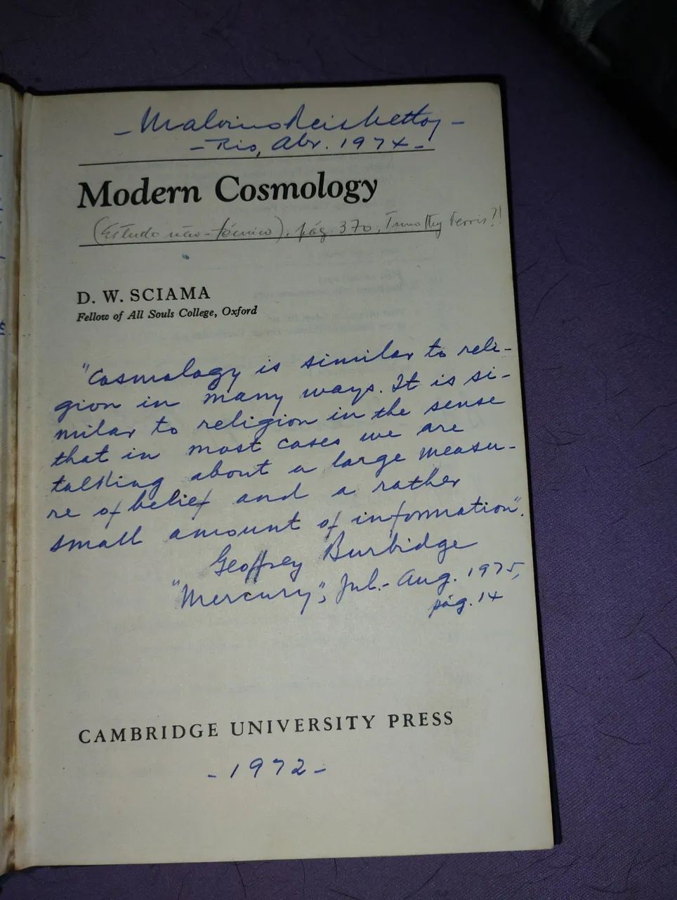 Livro Modern Cosmology - Sciama - Foto 2