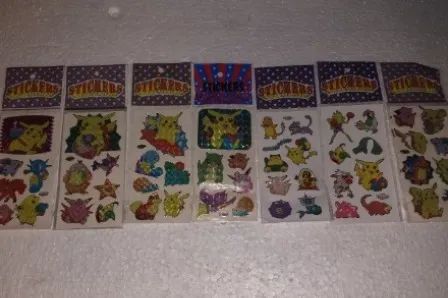 Kit Com 10 Cartelas de Adesivos Pokemon Antigos
