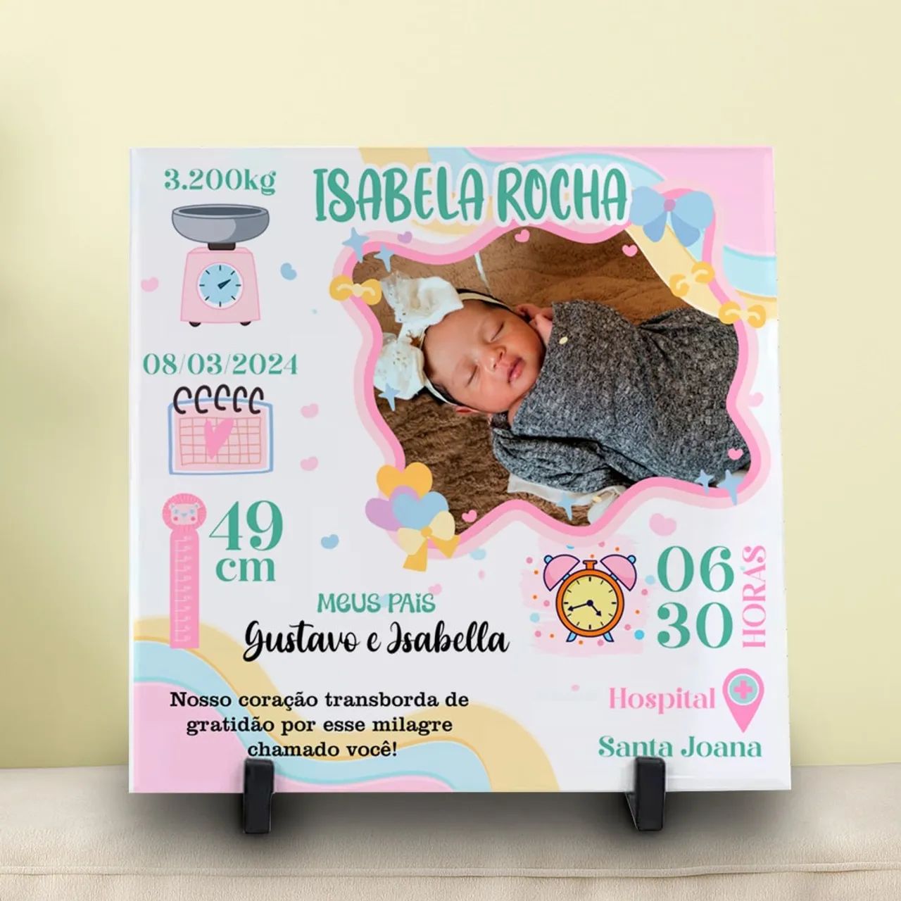 Azulejo 20x20 Lembrancinha Nascimento 64861040551426121