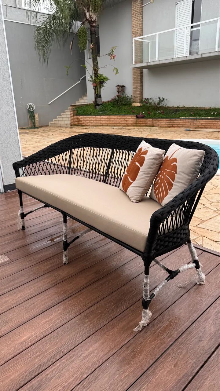 Namoradeira sofa área externa alumínio corda nautica varanda sacada - Foto 4