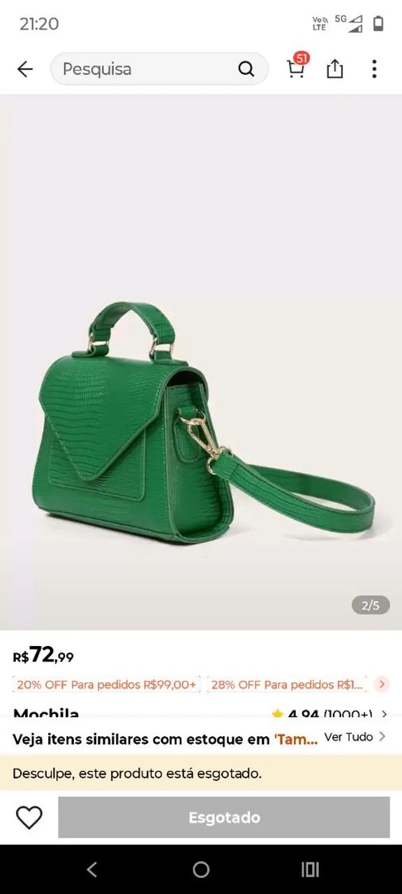 Bolsa verde transversal pequena 