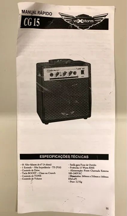 CUBO VOXSTORM PARA GUITARRA CG 15 15WRS PRETO - Foto 2