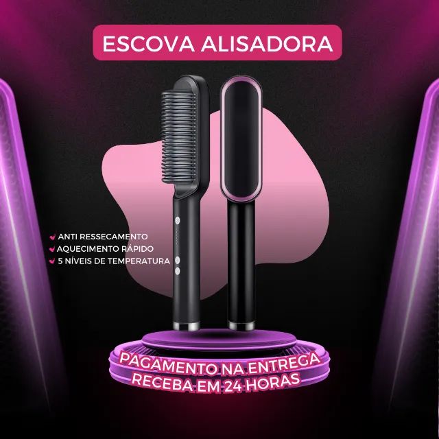 Escova Alisadora 3 em 1 - Alisa, Seca e Modela! ME CHAME NO WHATSAPP