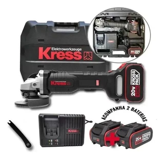 Esmerilhadeira Angular À Bateria Brushless 20v Kuh10 Kress - Foto 2