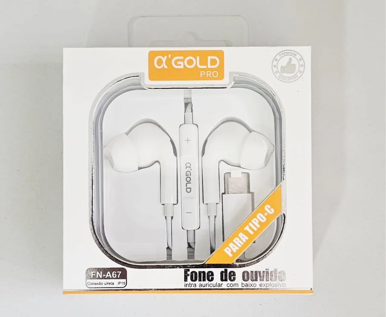 Fone de ouvido intra auricular ?'GOLD PRO Tipo-C