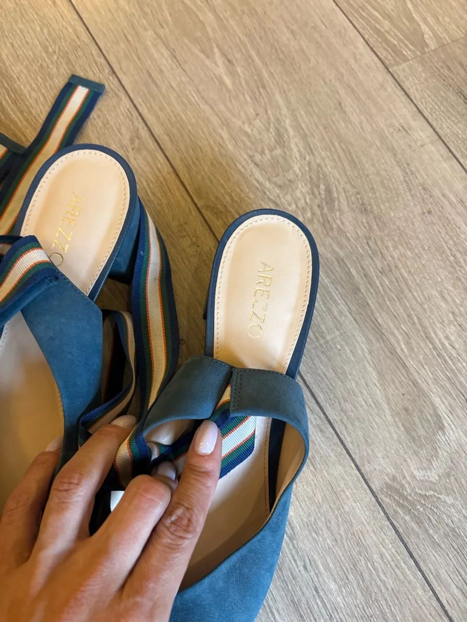 sapato arezzo nobuck azul 38 - Foto 4