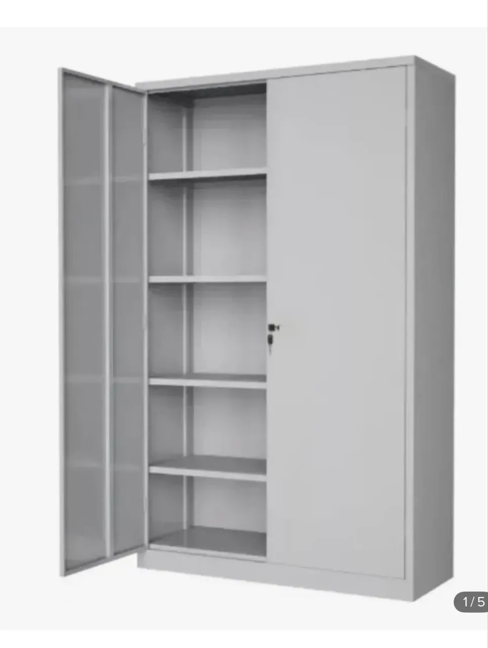 Armário de ferro cinza com duas portas 