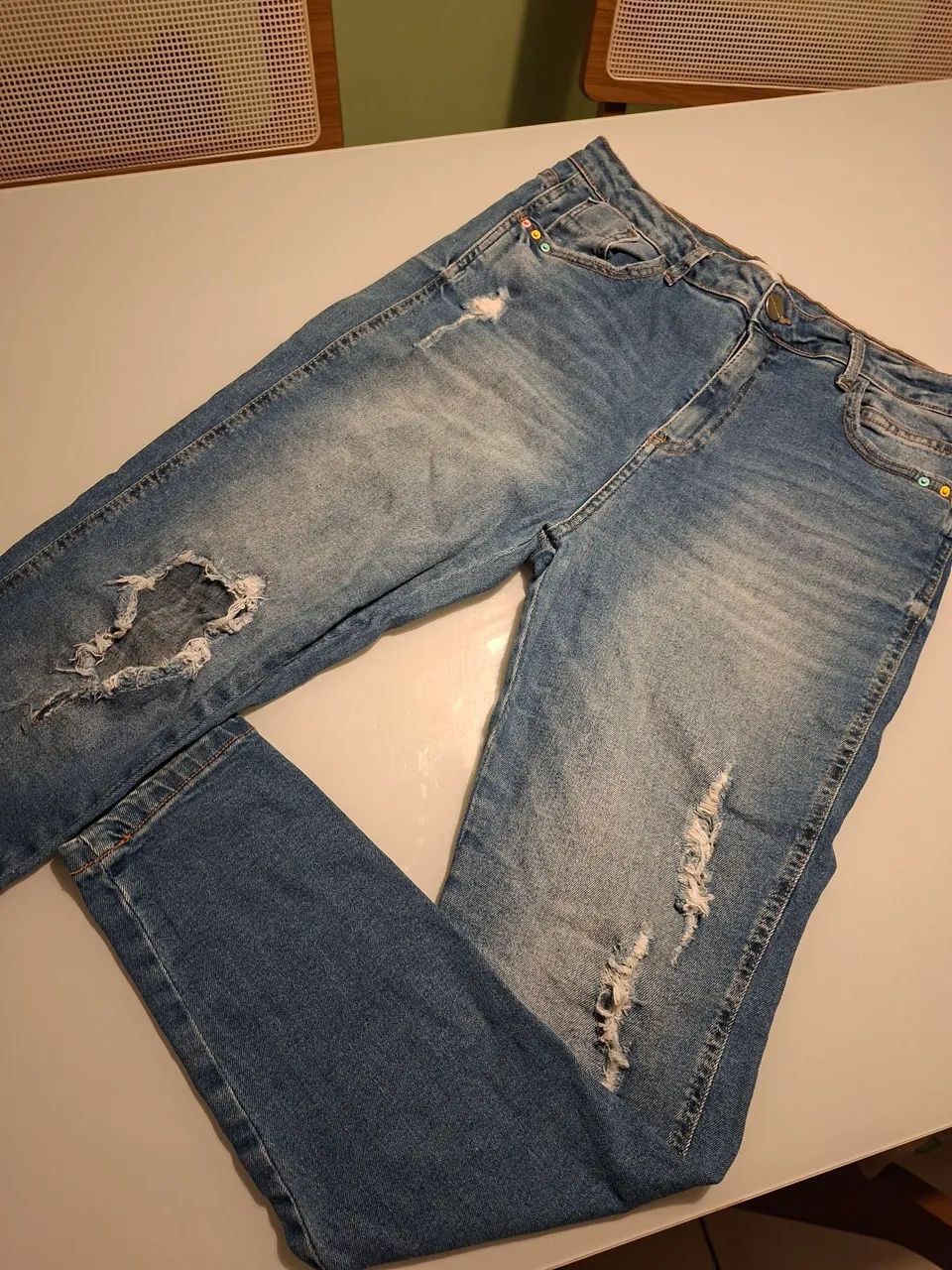 Calça Jeans Skinny Marisa Y2K Destroyed Apliques 44 - Foto 2