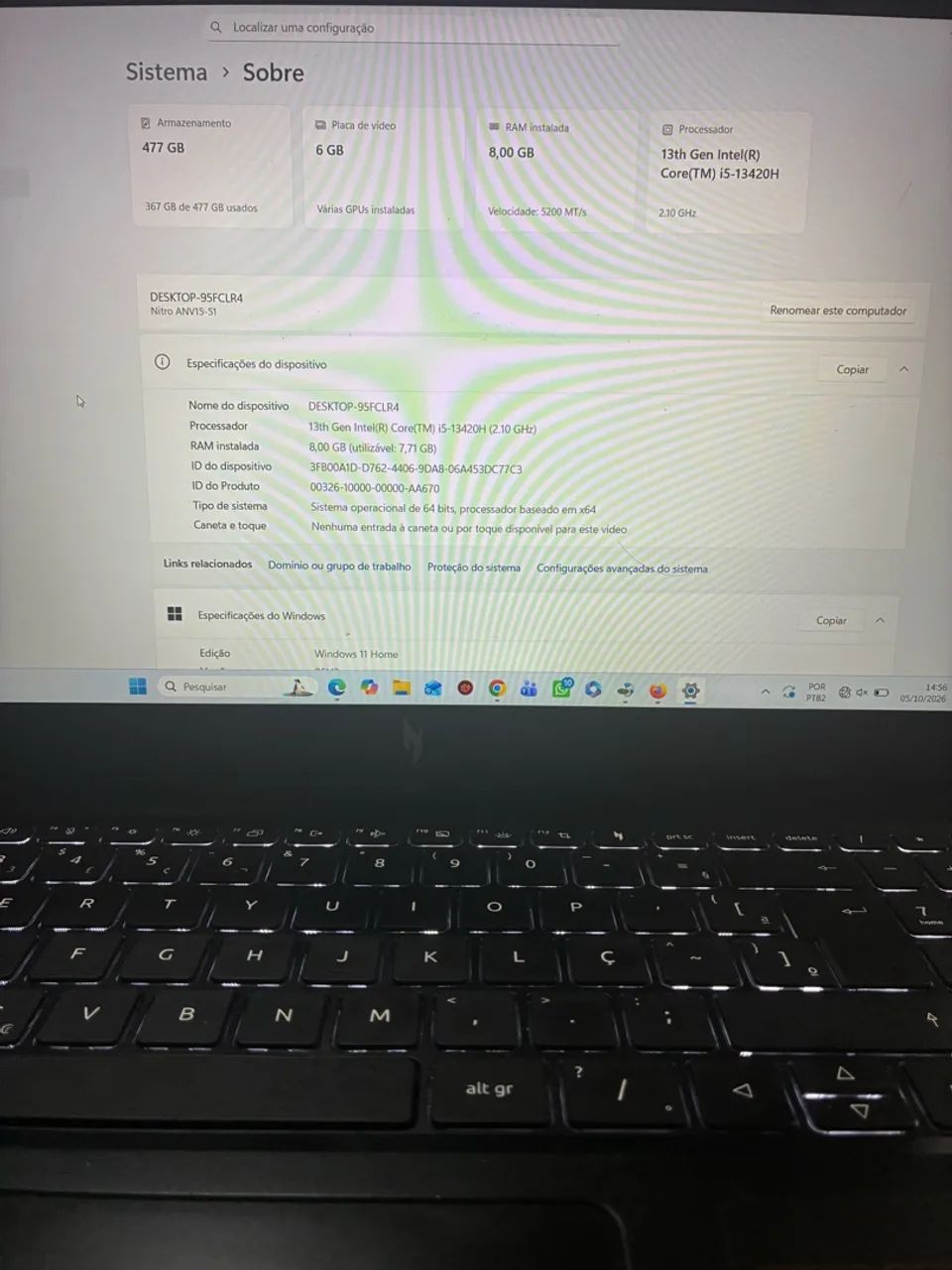 Notebook gamer Acer nitro V15 - Foto 3