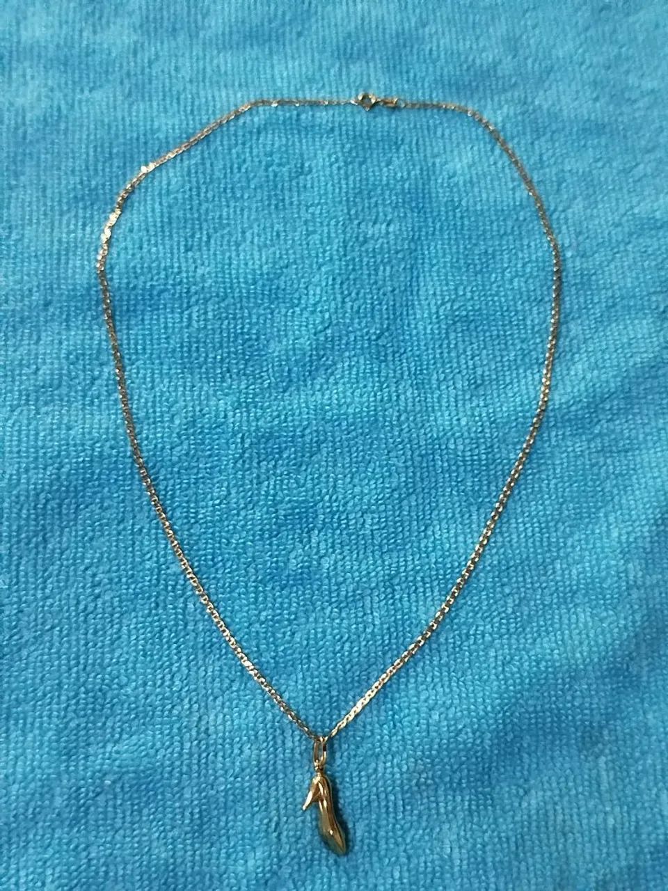 Cordão piastrine com pingente de ouro 18k - Foto 3