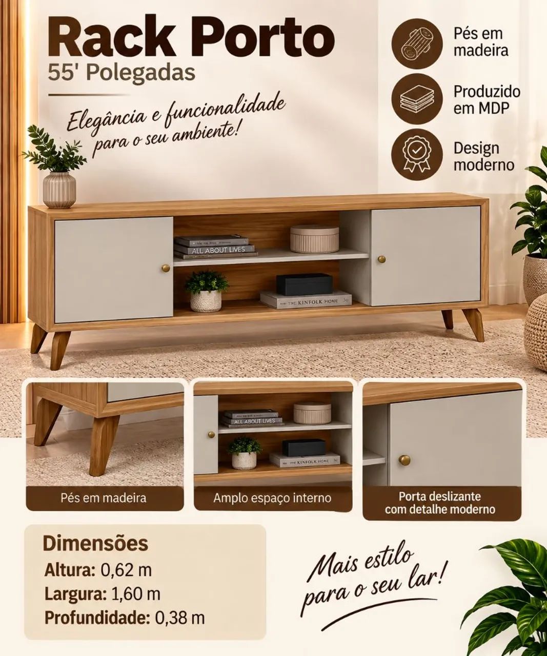 Rack Porto Tv 55 polegadas 